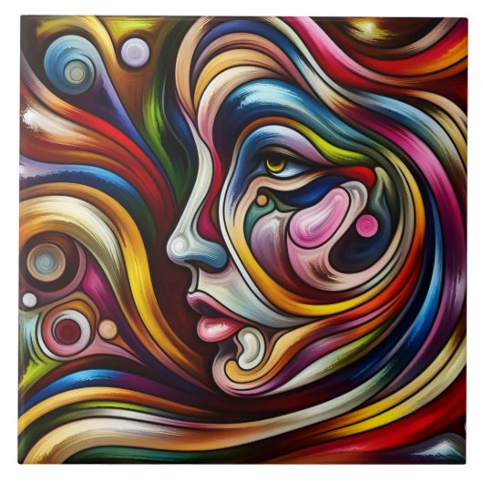 動的カラフル旋回を有する抽象芸術ポートレート タイル (正面)