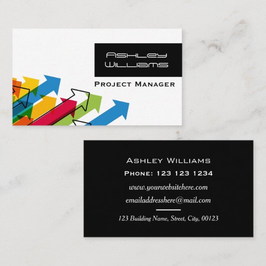 動的カラフル矢印プロモダンジェクトマネージャ 名刺 (正面/裏面)