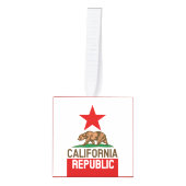 動的カリフォルニア州旗のグラフィック キューブオーナメント (正面)