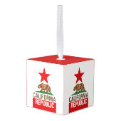 動的カリフォルニア州旗のグラフィック キューブオーナメント (裏面アングル)
