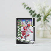 動的グリーンブラックのアイスホッケートレーディングカード コーリングカード (スタンド正面)