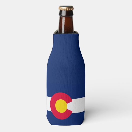 動的コロラド州旗のグラフィック ボトルクーラー (ボトル正面)