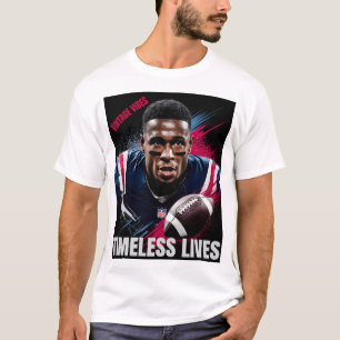 動的サッカー選手のポートレート永遠の命t tシャツ