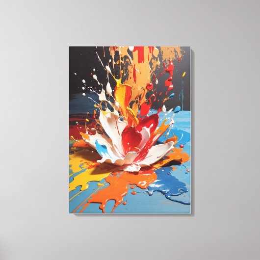動的スプラッシュ抽象芸術カラフルウォールアート キャンバスプリント (正面)