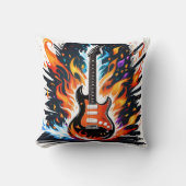 動的ディスプレイでギターがエネルギーで燃え上がる クッション (正面)