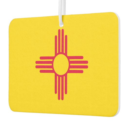 動的ニューメキシコ州旗のグラフィック カーエアーフレッシュナー (左)