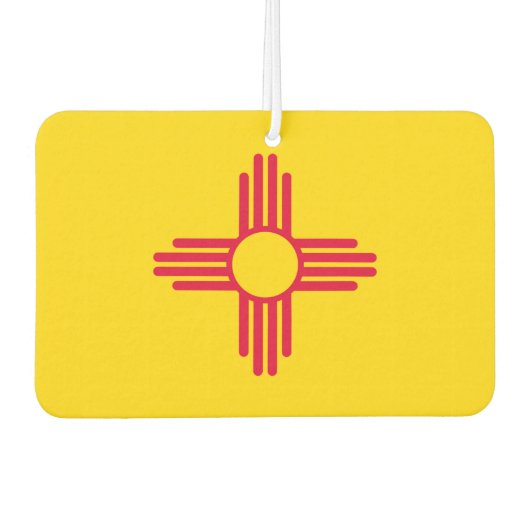 動的ニューメキシコ州旗のグラフィック カーエアーフレッシュナー (正面)
