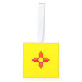 動的ニューメキシコ州旗のグラフィック キューブオーナメント (正面)