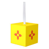 動的ニューメキシコ州旗のグラフィック キューブオーナメント (裏面アングル)