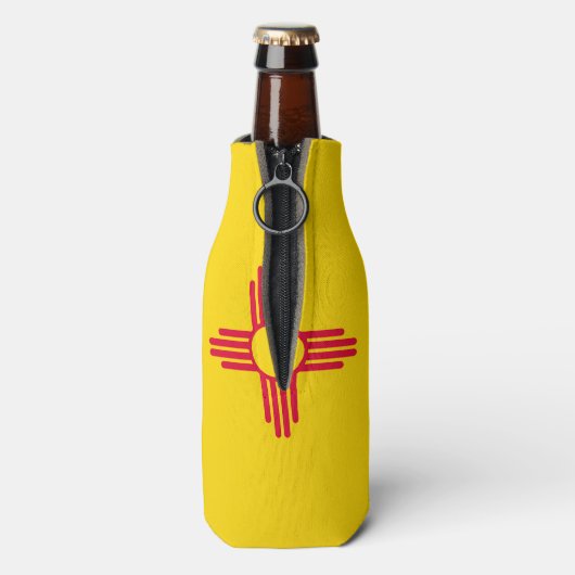 動的ニューメキシコ州旗のグラフィック ボトルクーラー (ボトル裏面)