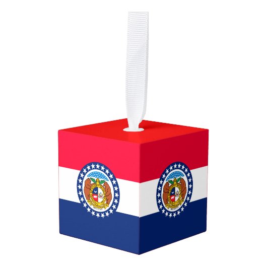 動的ミズーリ州旗のグラフィック キューブオーナメント (正面アングル)