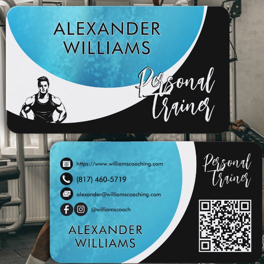 動的モダンQRcodeパーソナルトレーナーフィットネス 名刺