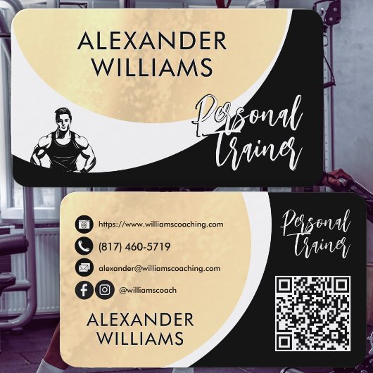 動的モダンQRcodeパーソナルトレーナーフィットネス 名刺