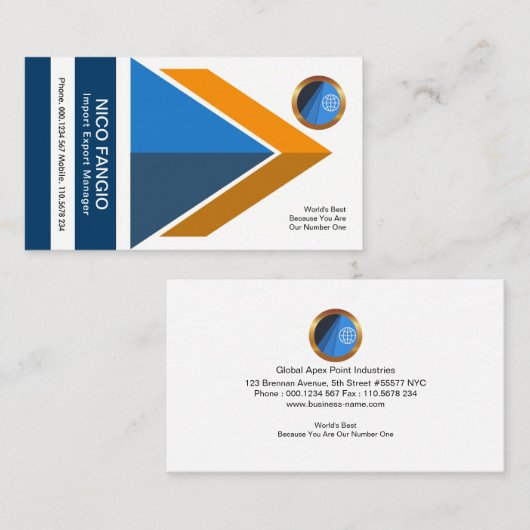 動的企業的で活発な輸出入のマネージャー 名刺 (正面/裏面)