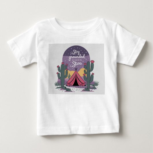動的宇宙デザイン ベビーTシャツ (正面)