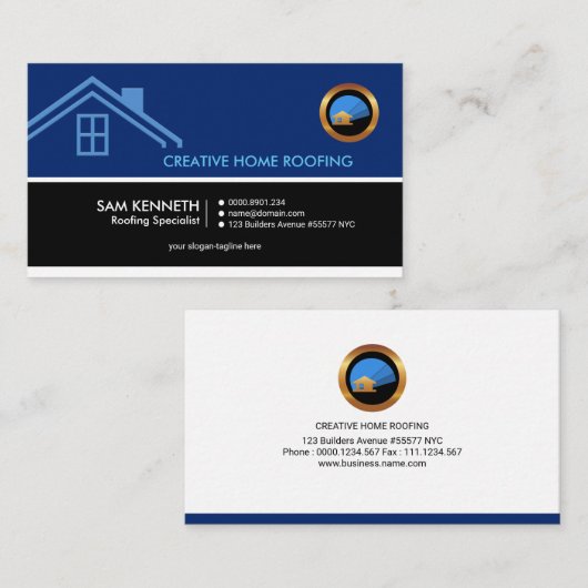 動的簡潔なレトロのコラムの屋根ふきの専門家 名刺 (正面/裏面)