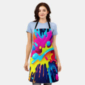 動的蛍光ス絵を描テリーク エプロン (着用した状態)