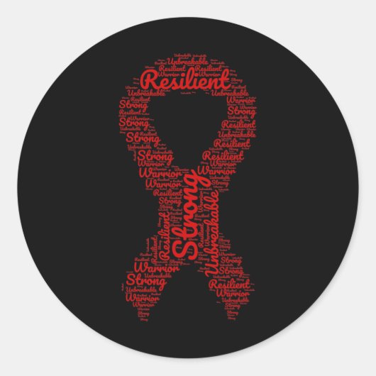 動脈瘤認識度月語付きリボン ラウンドシール (正面)