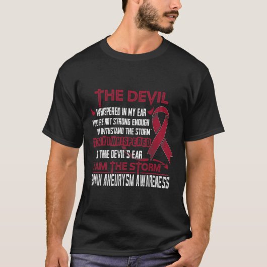 動脈瘤認識度私はストームデビル Tシャツ (正面)