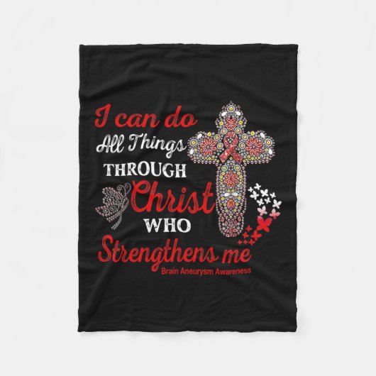 動脈瘤認識度脳動脈瘤戦士キリスト フリースブランケット (正面)