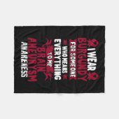 動脈瘤認識度 – バーガンディーリボン フリースブランケット (正面(横))