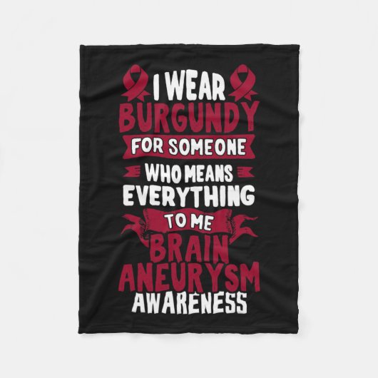 動脈瘤認識度 – バーガンディーリボン フリースブランケット (正面)