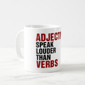 動詞よ話り大きな形容詞 コーヒーマグカップ (正面左)