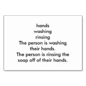 動詞、大人の手読の懐中電灯を洗う テーブルナンバー (裏面)