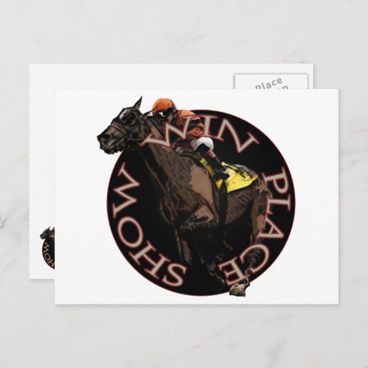 勝ち,場所,ショー – 競馬ギア ポストカード (正面/裏面)