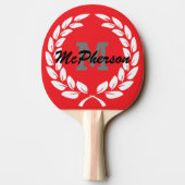 勝利と深紅リースとモノグラム/名前 卓球ラケット (裏面)