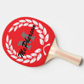 勝利と深紅リースとモノグラム/名前 卓球ラケット (横)