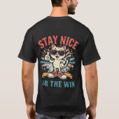 勝利のために優しくしてね かわいい猫 Tシャツ (裏面)