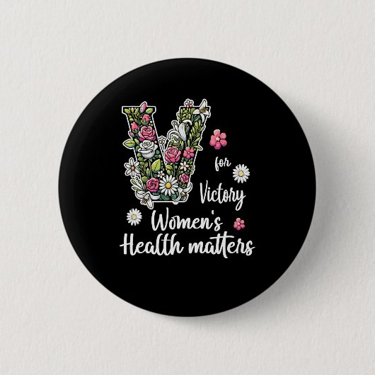 勝利のためのV;女性の健康S 缶バッジ (正面)