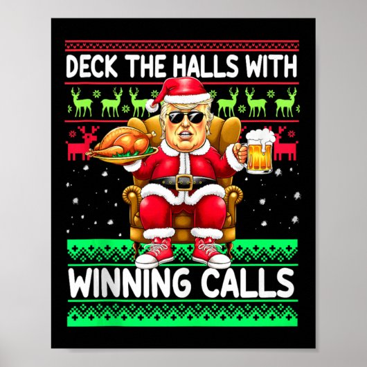 勝利のコールでホールをデッキ – Trump Santa Ch ポスター (正面)