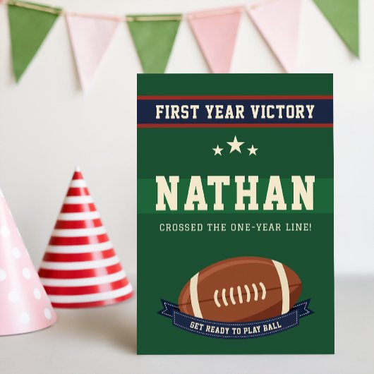勝利のフットボール1歳の誕生日パーティー 招待状