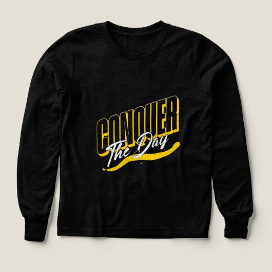 勝利の日のやる気を起こさせる引用文Tシャツ (デザイン正面)