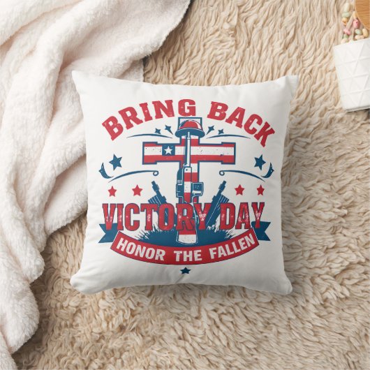 勝利の日軍隊メモリアル – 名誉落ちた クッション (ブランケット)