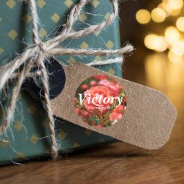 勝利の申命記20:4節ピンクエレガントローズ ラウンドシール