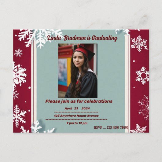 勝利の発表の卒業式 案内ポストカード (正面)