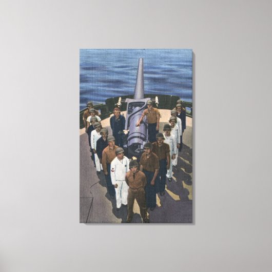 勝利の陣形でガンクルー – アメリカ海軍 キャンバスプリント (正面)