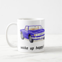 勝利の雄鹿は、クラシックで青い車"幸せな"マグを目覚めます コーヒーマグカップ