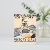 勝利はがきに引っ張る女の子 ポストカード (スタンド正面)