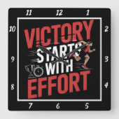 勝利は努力選手から始まる スクエア壁時計 (正面)