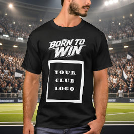 勝利への情熱 ボールドアスレチッククラブロゴ 白のタイポグラフィ Tシャツ