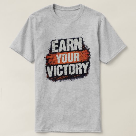 勝利を勝ち取れ グランジ オレンジ タイポグラフィ Tシャツ (デザイン正面)