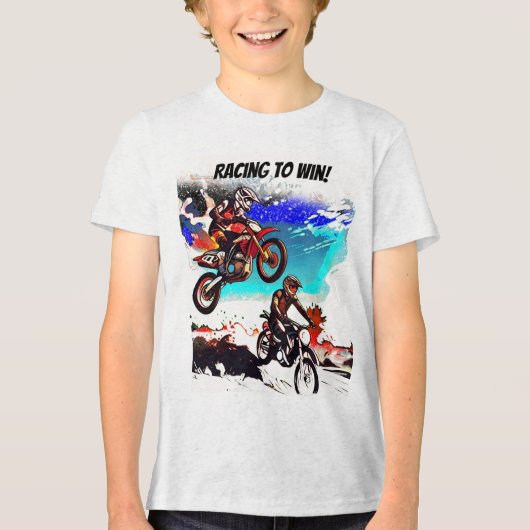 勝利を目指して走る - モトクロスレーサー トライブレンドTシャツ (正面)