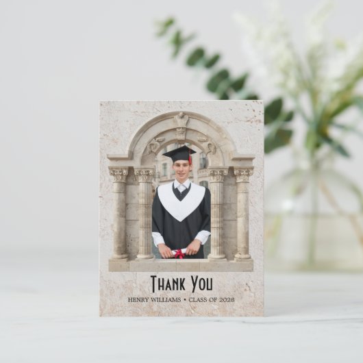 勝利アーチ卒業式ありがとうはがき ポストカード (スタンド正面)