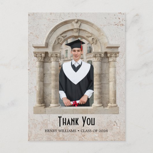 勝利アーチ卒業式ありがとうはがき ポストカード (正面)