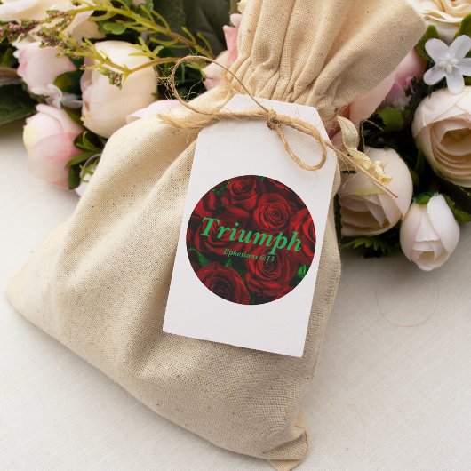 勝利エペソ6:13聖句エレガント赤いバラ ラウンドシール