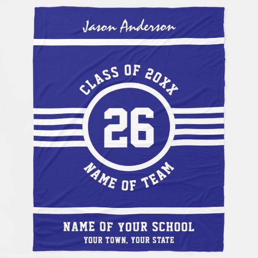 勝利ゲームのアスリートの青および白くカスタムな色 フリースブランケット (正面)